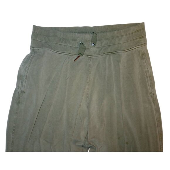 Mens Olive Green Jogger Pants With Drawstring Waist & Ribbed Ankles Athleisure - Picture 2 of 8